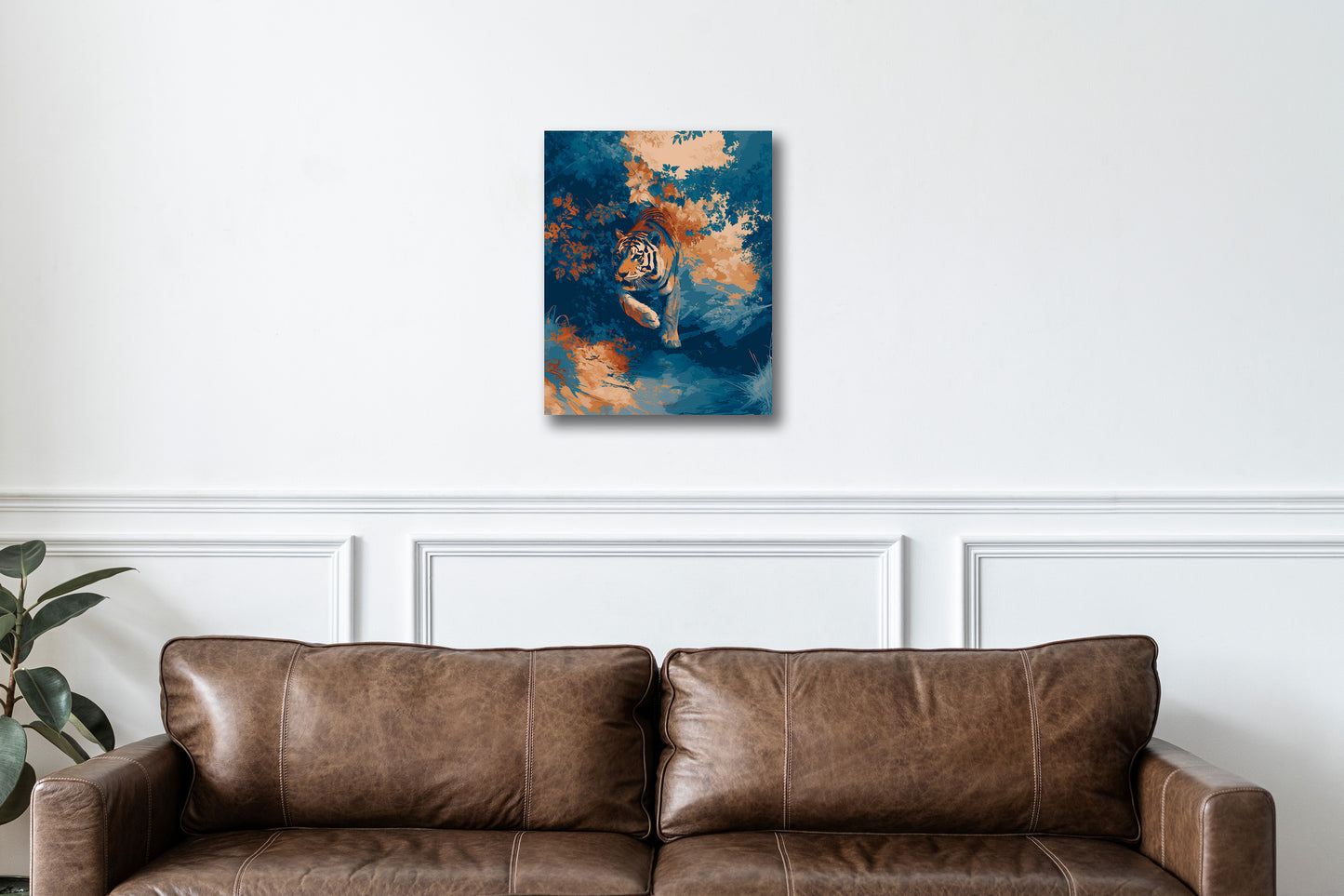 Tiger Canvas or Poster Wall Art. Blue and Orange. Tiger 5