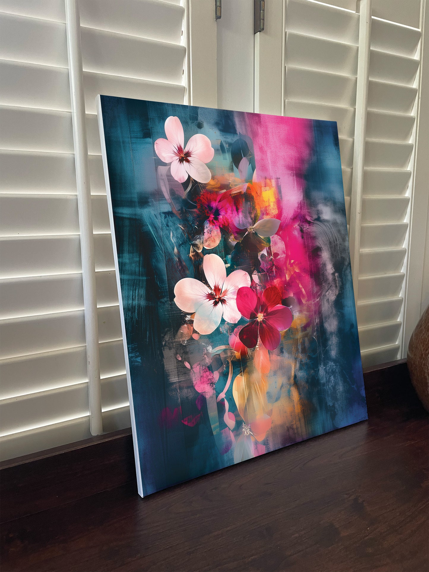Boho Style Abstract Floral Canvas or Poster wall art. Boho Floral 1