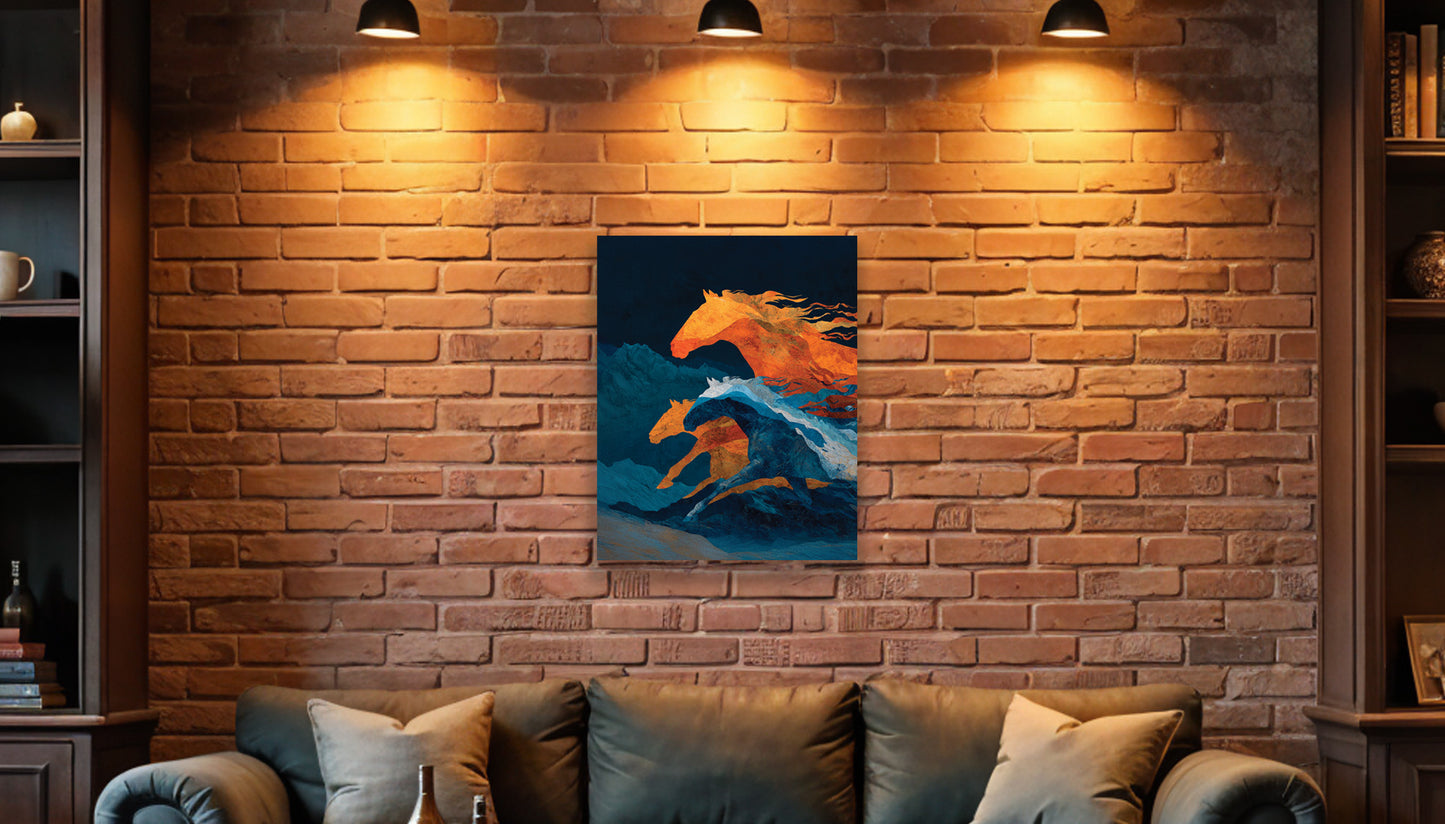 Denver Broncos inspired Canvas or Poster print. Orange and Blue abstract art. Broncos 2