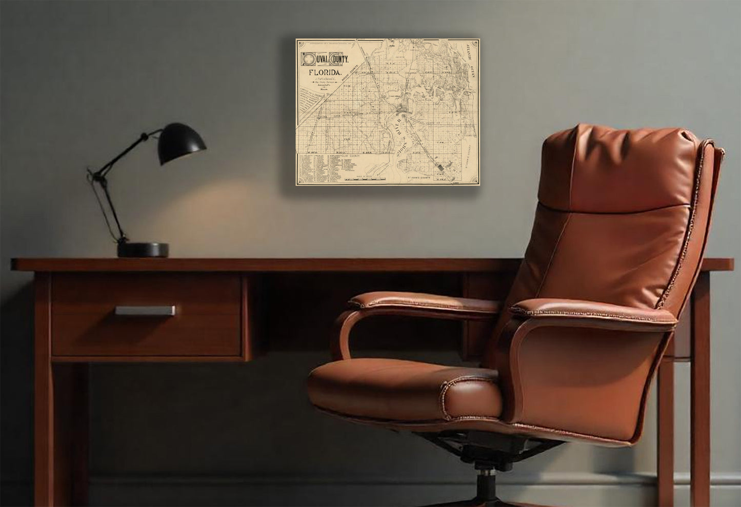 Map of Duval County, Florida in 1885 Canvas or Poster print.
