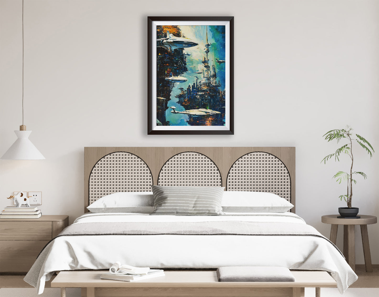 Etheral Future City Poster. Sci Fi wall art. Future Port 2