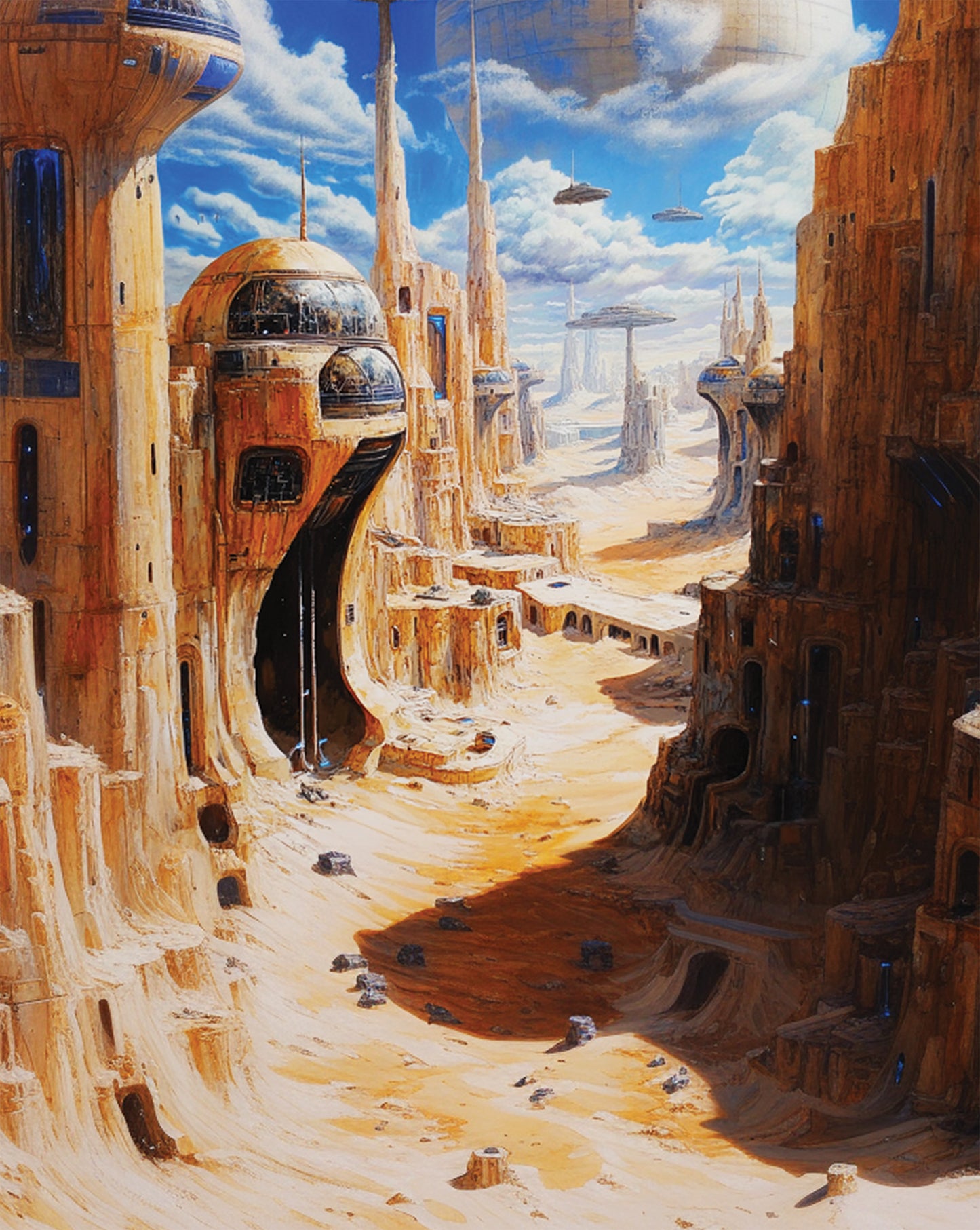 Etheral Future City Poster. Sci Fi wall art. Future Port 3