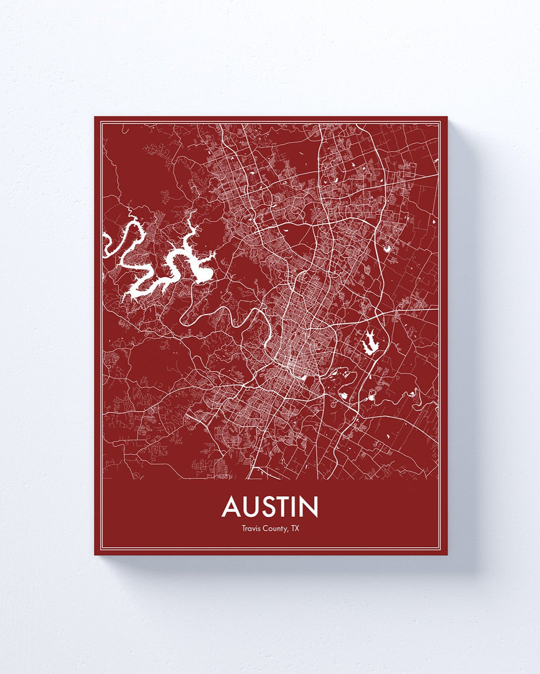 Modern Minimalist Austin, Texas stylized Canvas or Poster print.