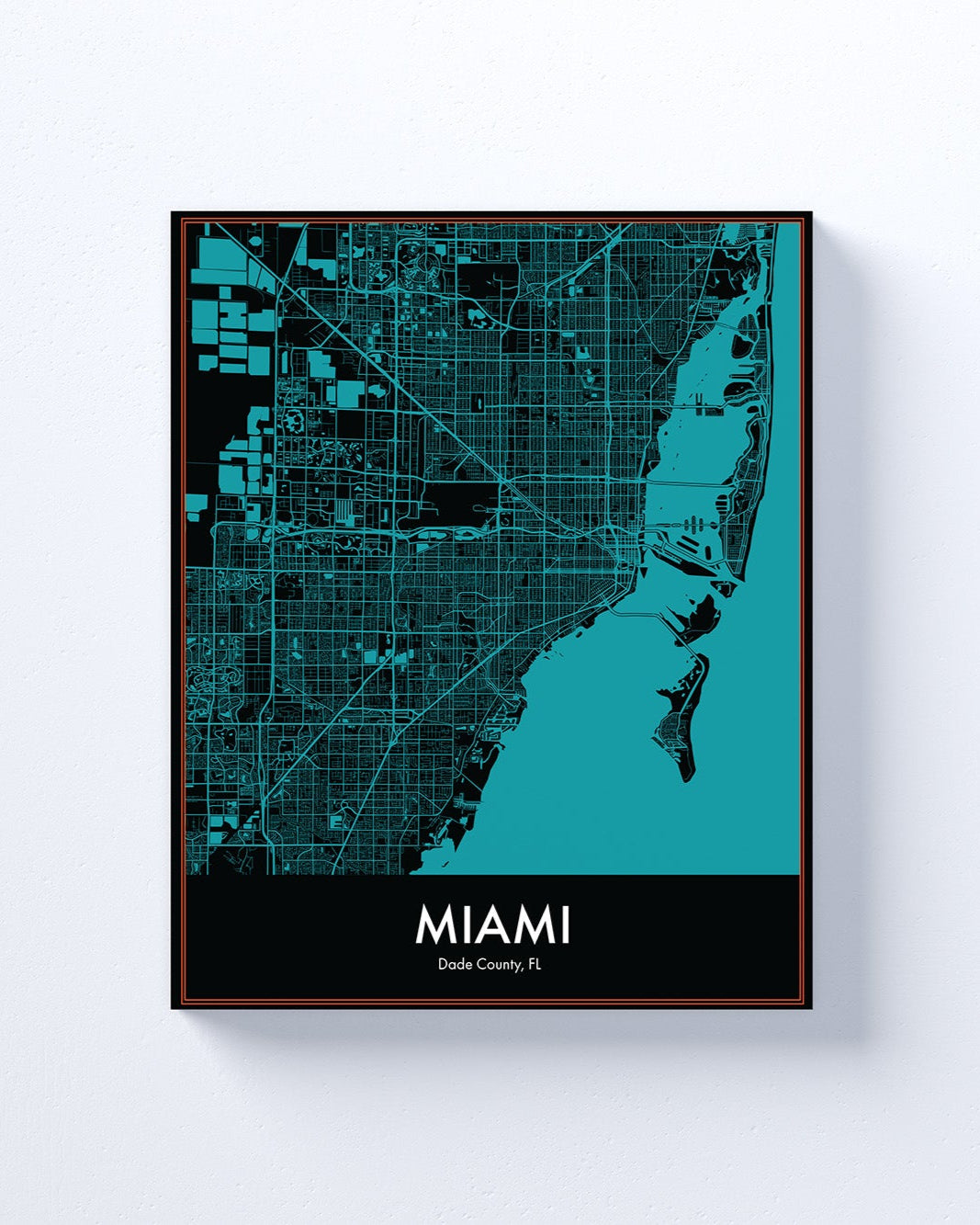 Modern Minimalist Miami, Florida stylized Canvas or Poster print.