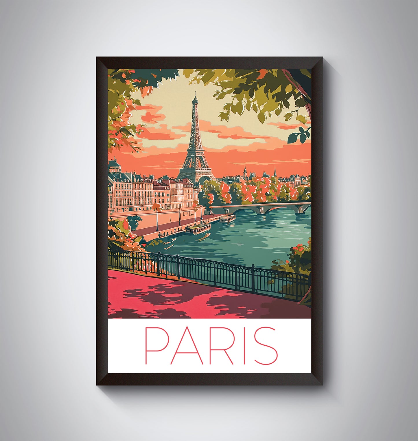 Paris, Art Deco Travel Poster of the Eiffel Tower