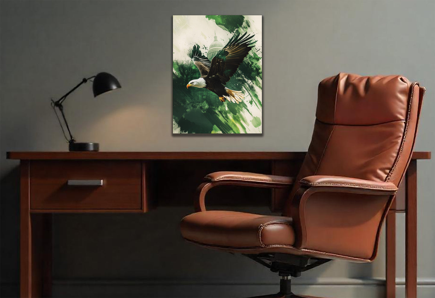 Philadelphia Eagles inspired Canvas or Poster print. Green and White Soaring Eagle. Eagles 1