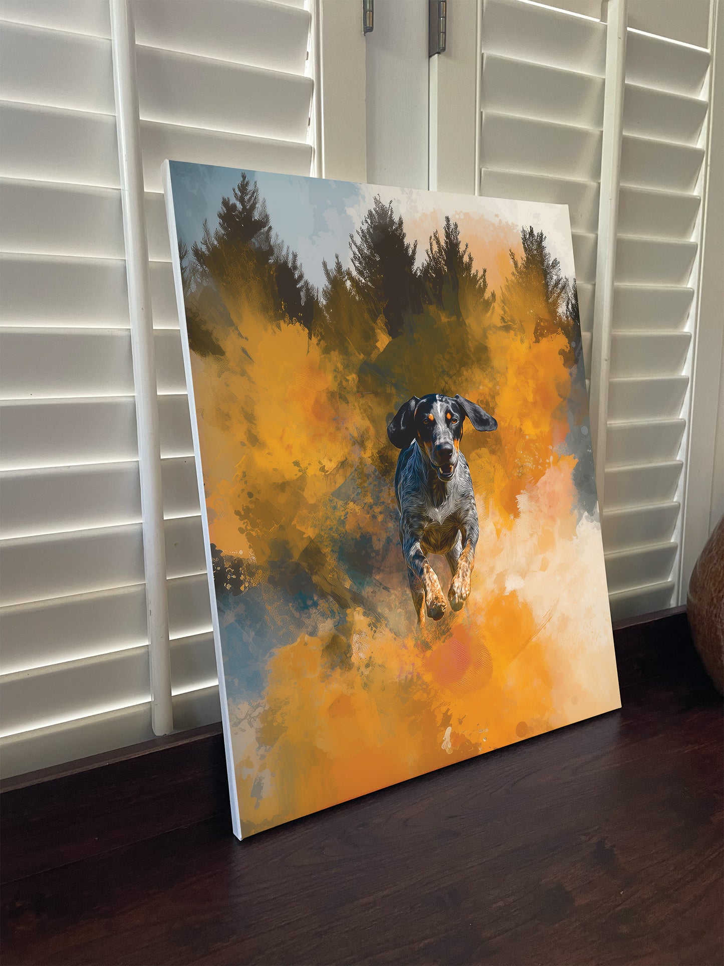 Volunteer Hound dog Canvas or Poster Wall Art. Orange and white. Volunteers 1