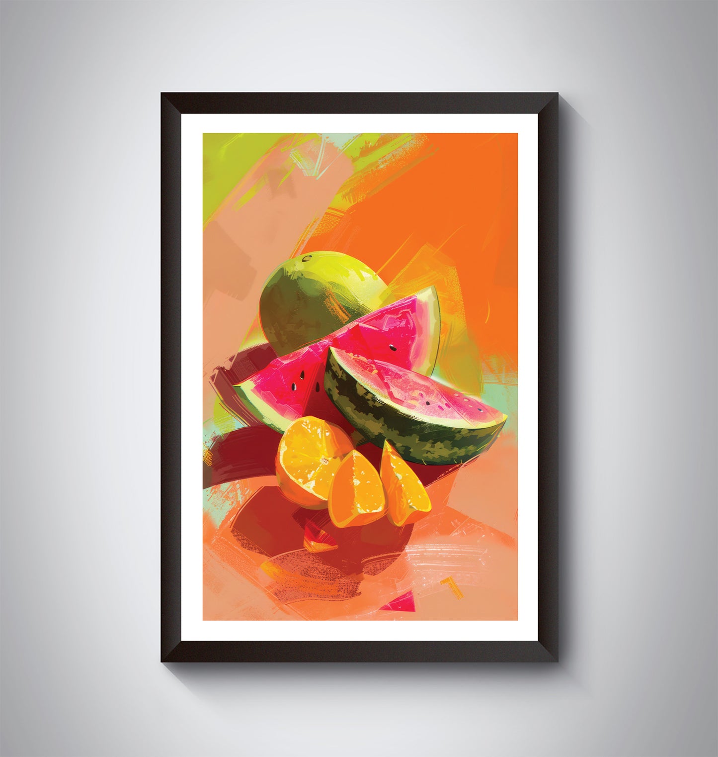Colorful Watermelon Citrus wall art perfect to brighten up a room or counter top. Picnic Watermelon Orange.