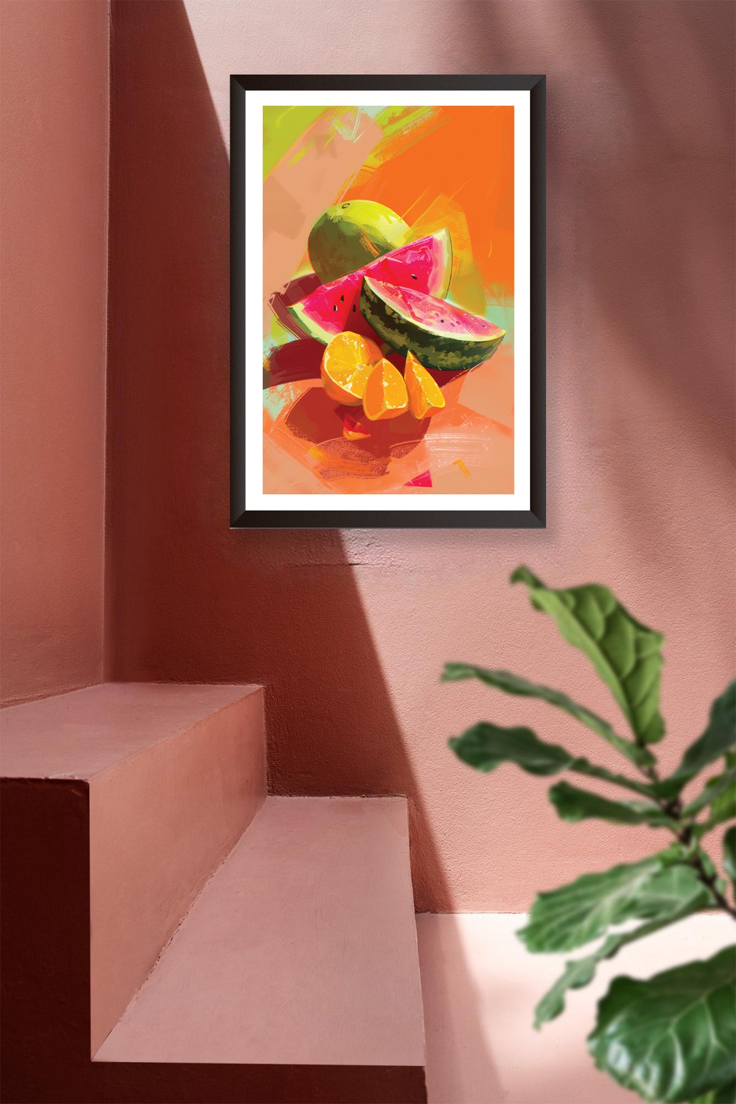 Colorful Watermelon Citrus wall art perfect to brighten up a room or counter top. Picnic Watermelon Orange.