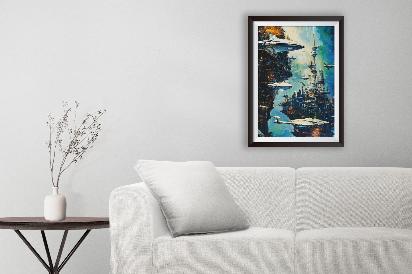 Etheral Future City Poster. Sci Fi wall art. Future Port 2