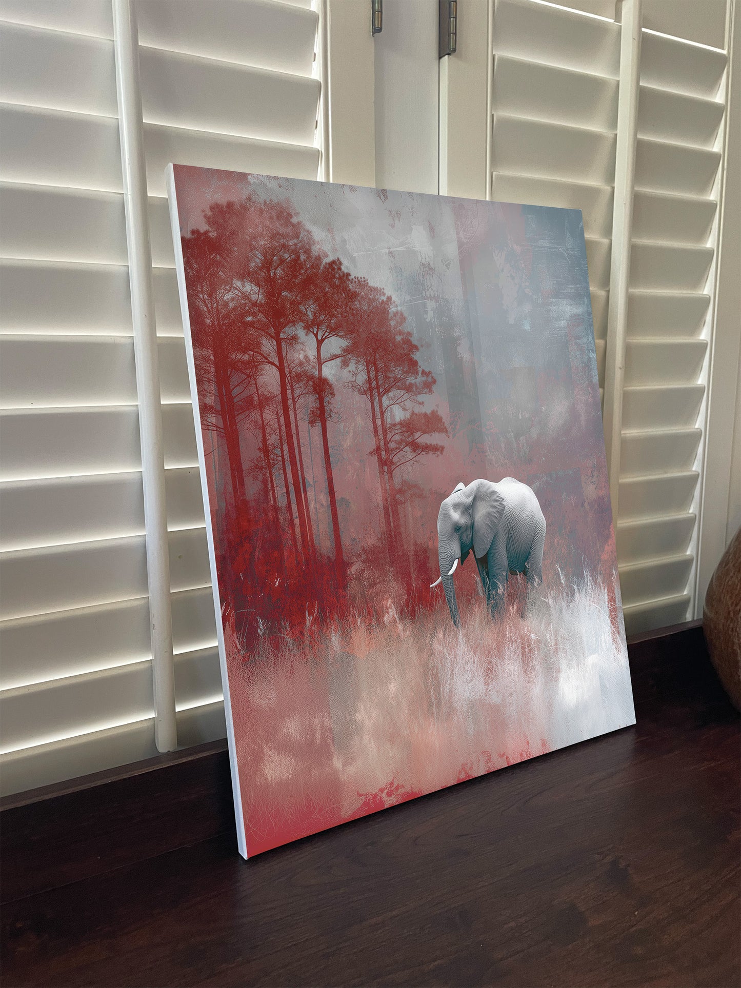 Crimson Tide/Elephant Inspired Canvas or Poster Wall Art. Burgundy and white wall art.