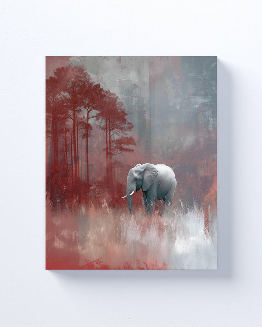 Crimson Tide/Elephant Inspired Canvas or Poster Wall Art. Burgundy and white wall art.