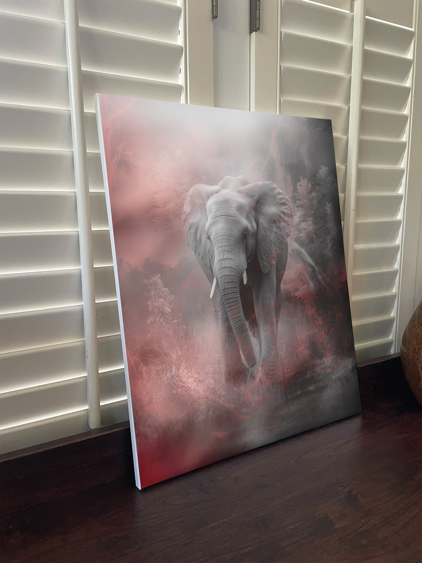 Crimson Tide/Elephant Inspired Canvas or Poster Wall Art. Burgundy and white wall art.