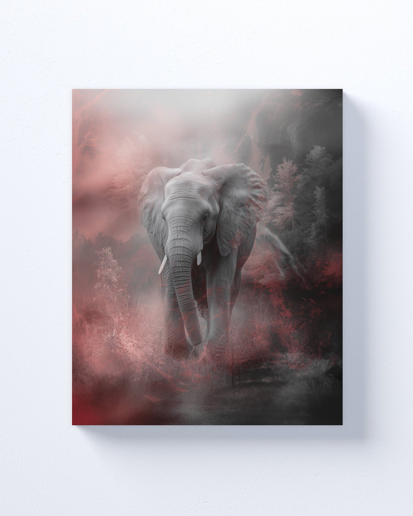 Crimson Tide/Elephant Inspired Canvas or Poster Wall Art. Burgundy and white wall art.
