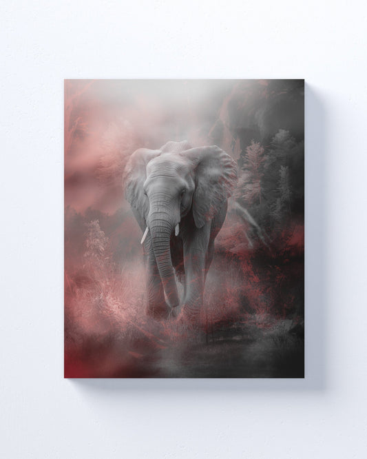 Crimson Tide/Elephant Inspired Canvas or Poster Wall Art. Burgundy and white wall art.