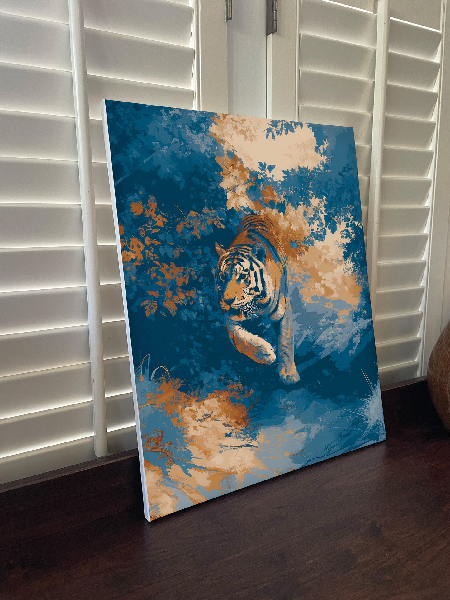 Tiger Canvas or Poster Wall Art. Blue and Orange. Tiger 5