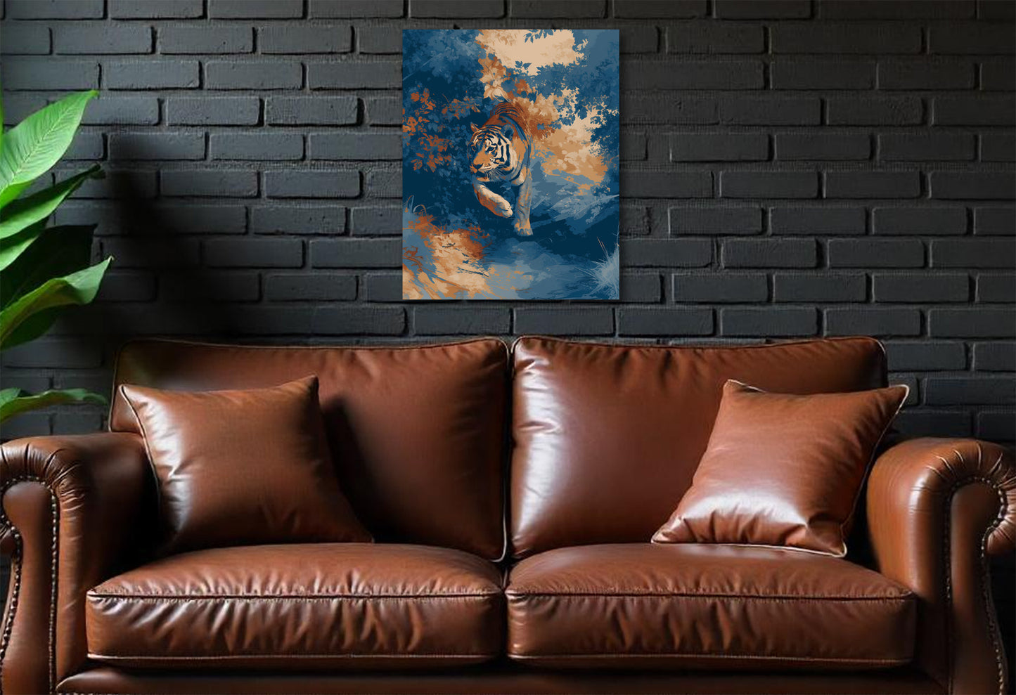 Tiger Canvas or Poster Wall Art. Blue and Orange. Tiger 5