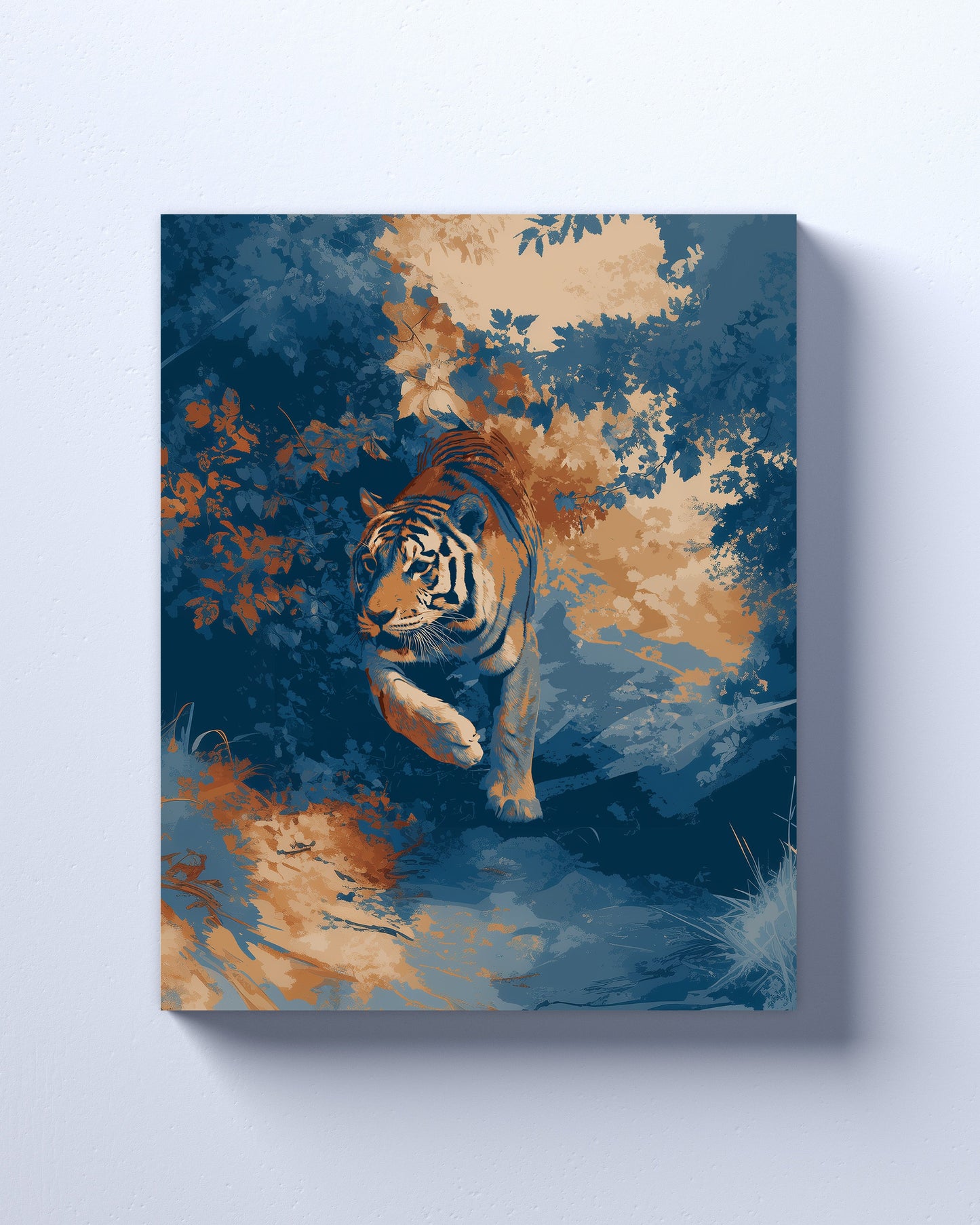 Tiger Canvas or Poster Wall Art. Blue and Orange. Tiger 5