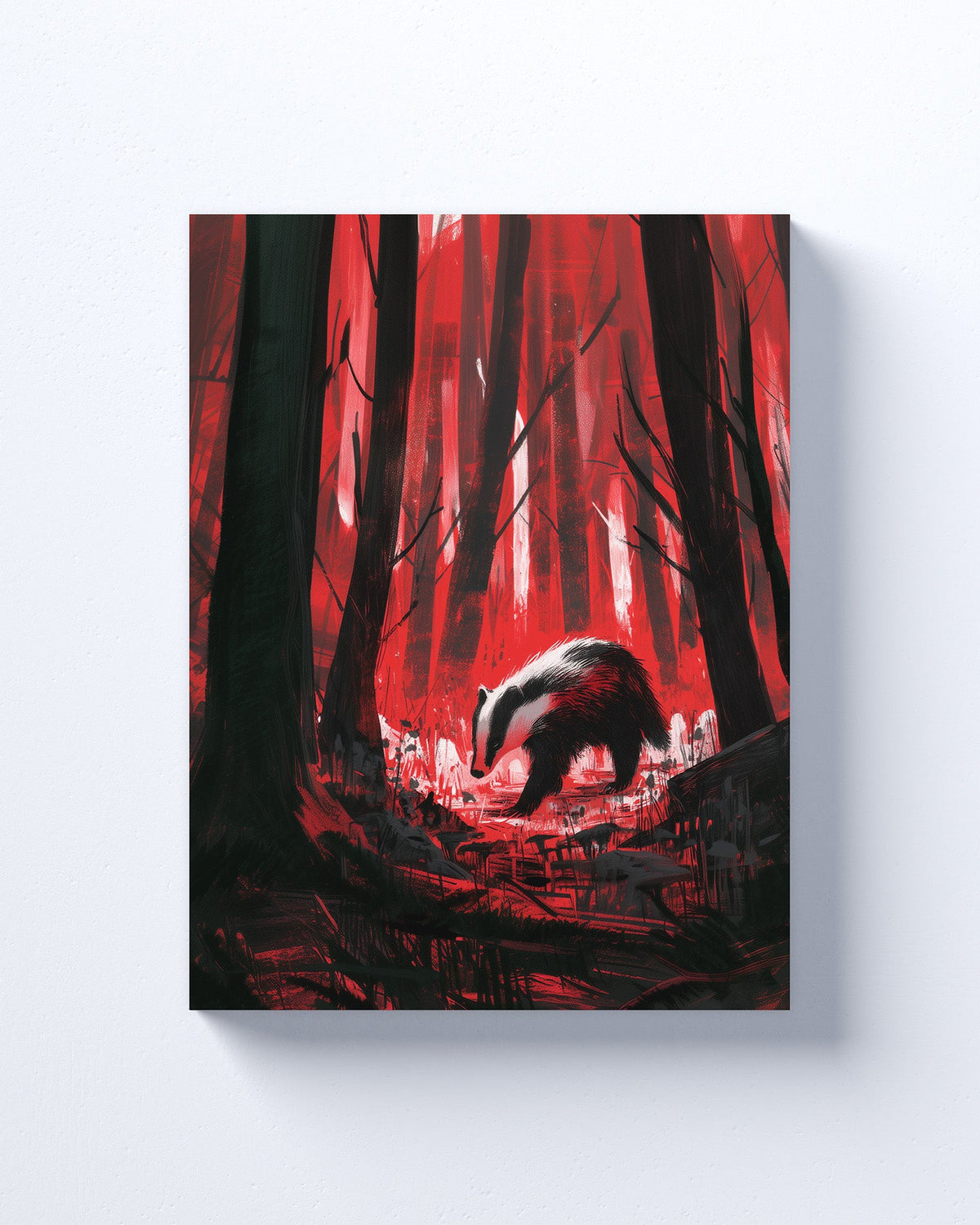 Badgers Canvas or Poster Wall Art. Black and red. Badgers 1