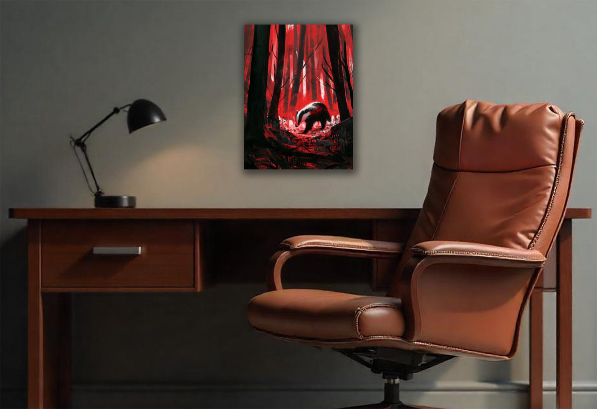 Badgers Canvas or Poster Wall Art. Black and red. Badgers 1