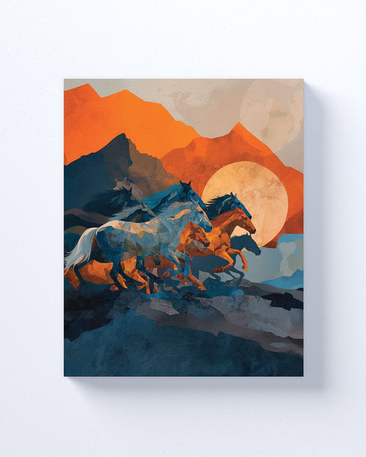 Denver Broncos inspired Canvas or Poster print. Orange and Blue abstract art. Broncos 1