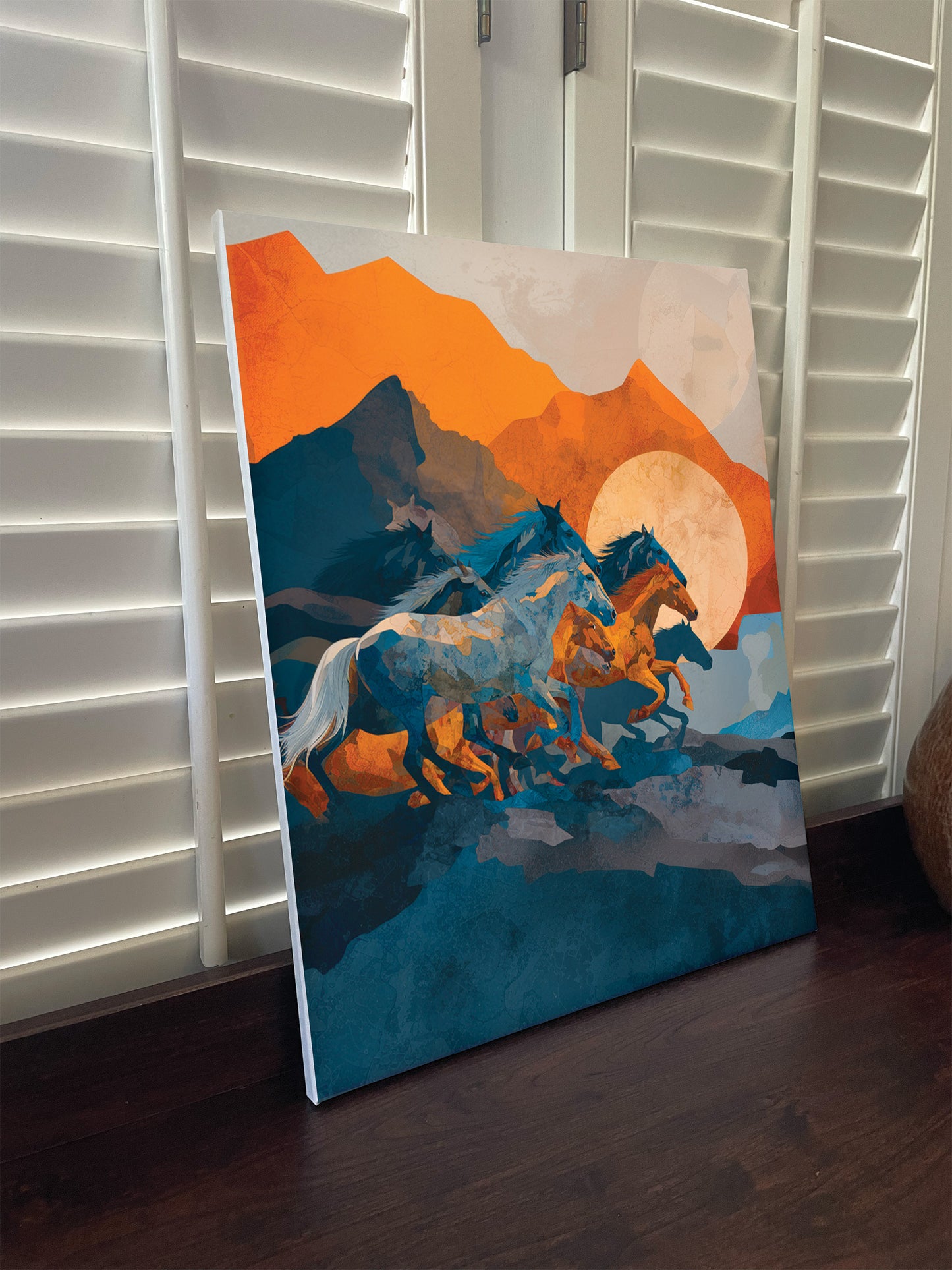 Denver Broncos inspired Canvas or Poster print. Orange and Blue abstract art. Broncos 1