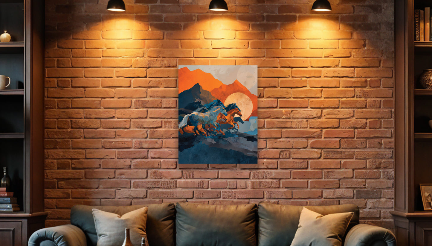 Denver Broncos inspired Canvas or Poster print. Orange and Blue abstract art. Broncos 1