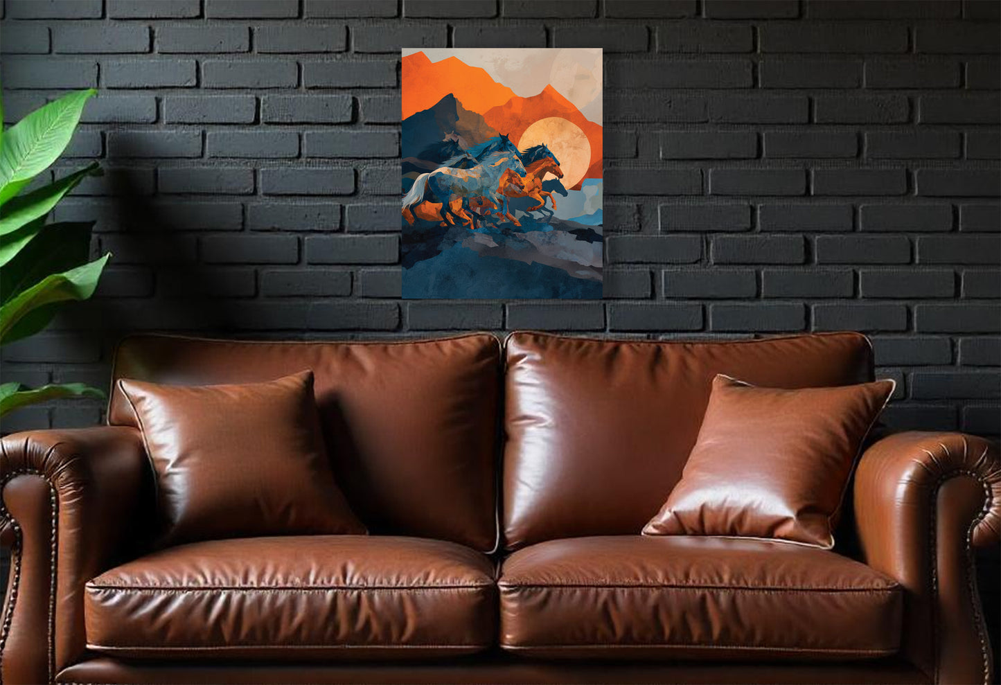 Denver Broncos inspired Canvas or Poster print. Orange and Blue abstract art. Broncos 1