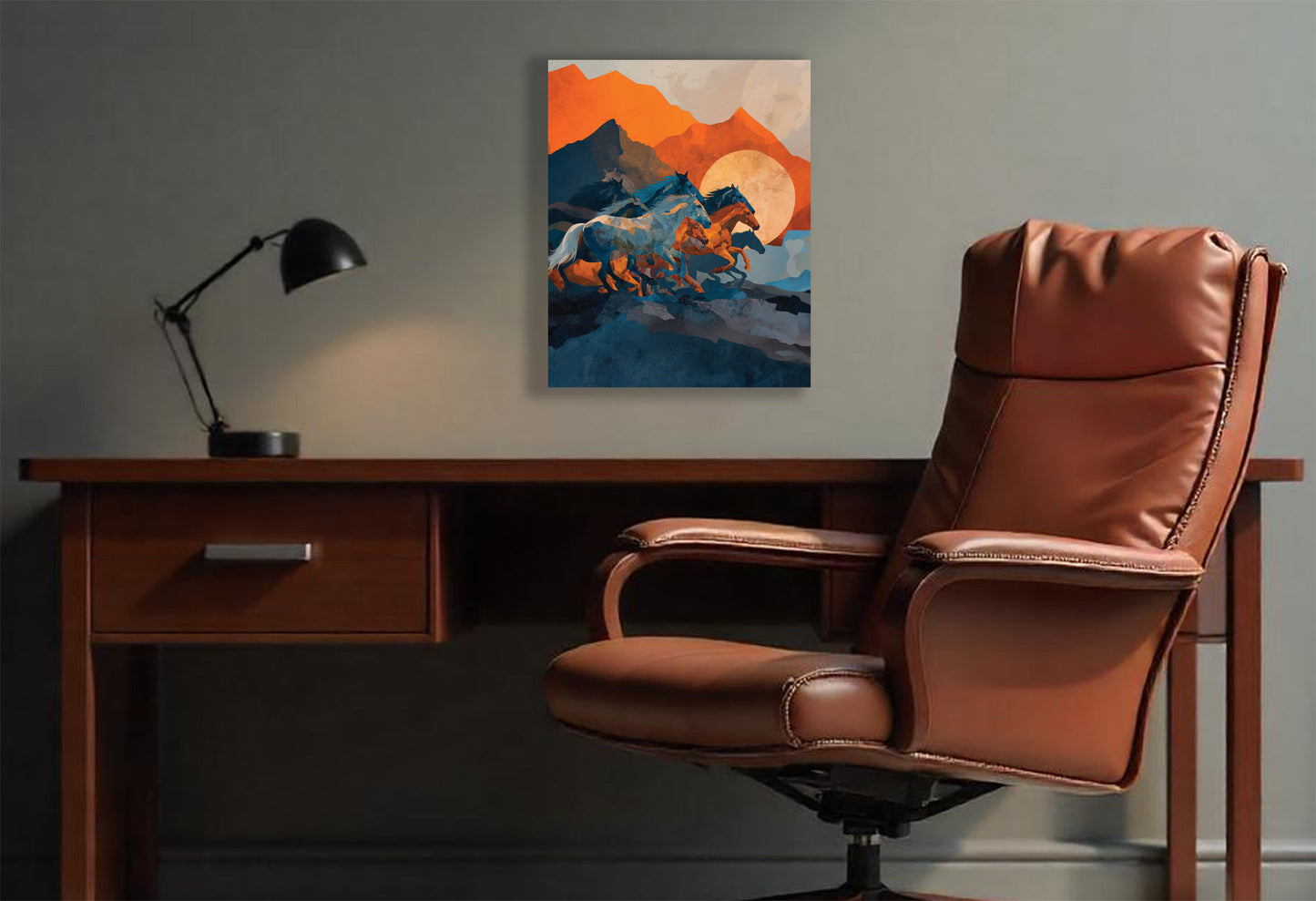 Denver Broncos inspired Canvas or Poster print. Orange and Blue abstract art. Broncos 1