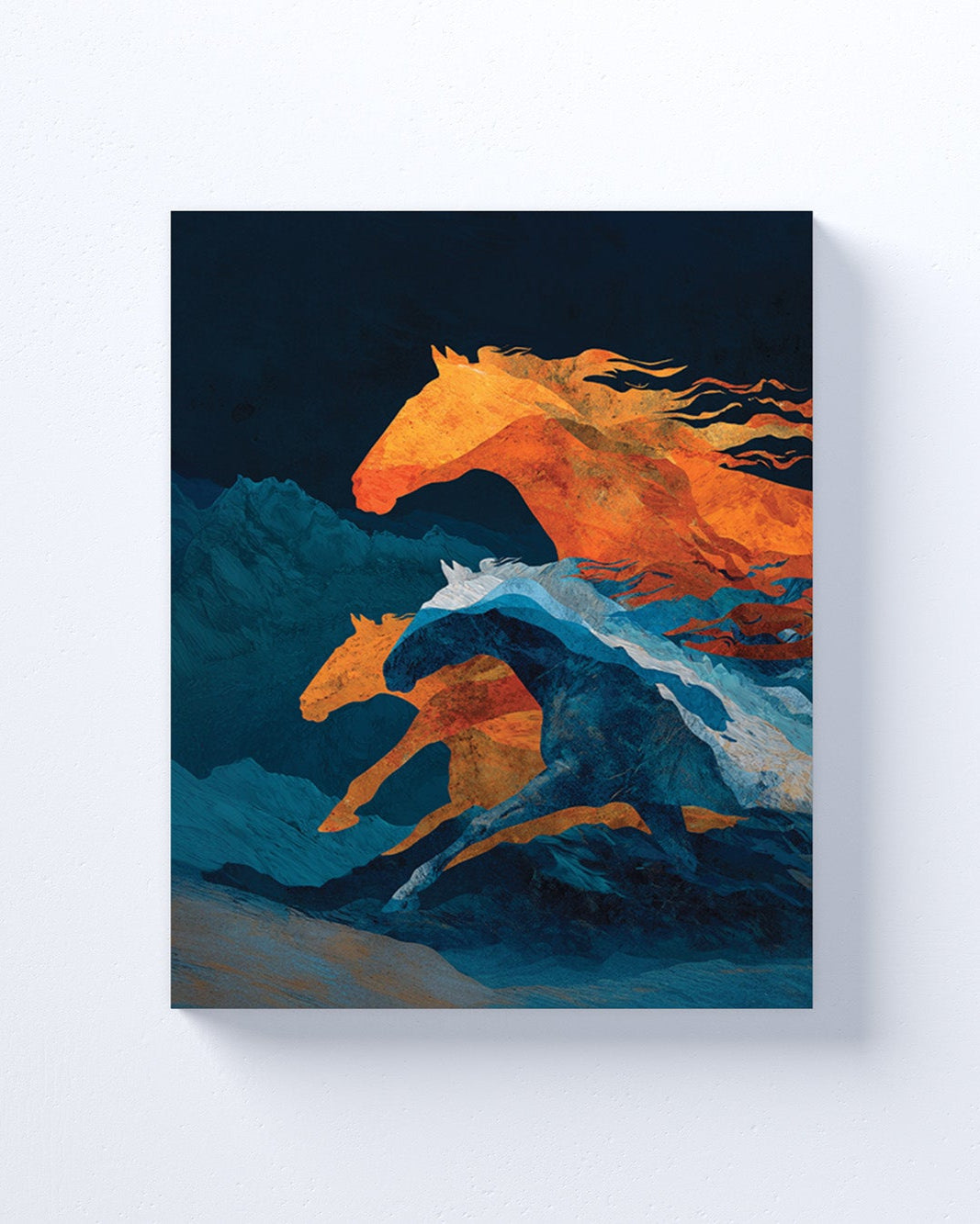 Denver Broncos inspired Canvas or Poster print. Orange and Blue abstract art. Broncos 2