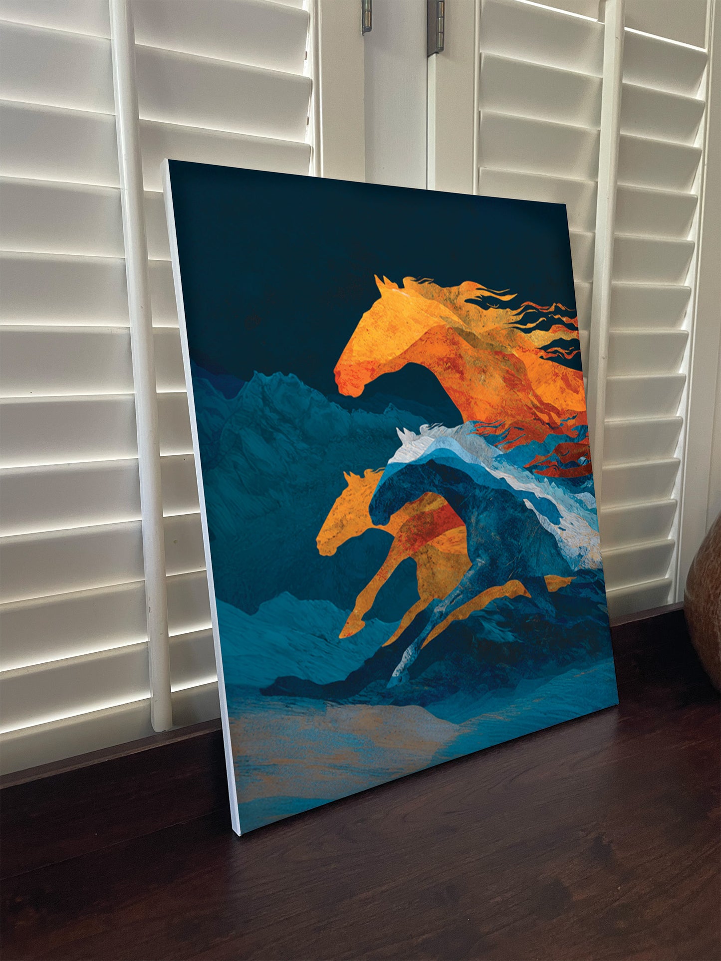 Denver Broncos inspired Canvas or Poster print. Orange and Blue abstract art. Broncos 2