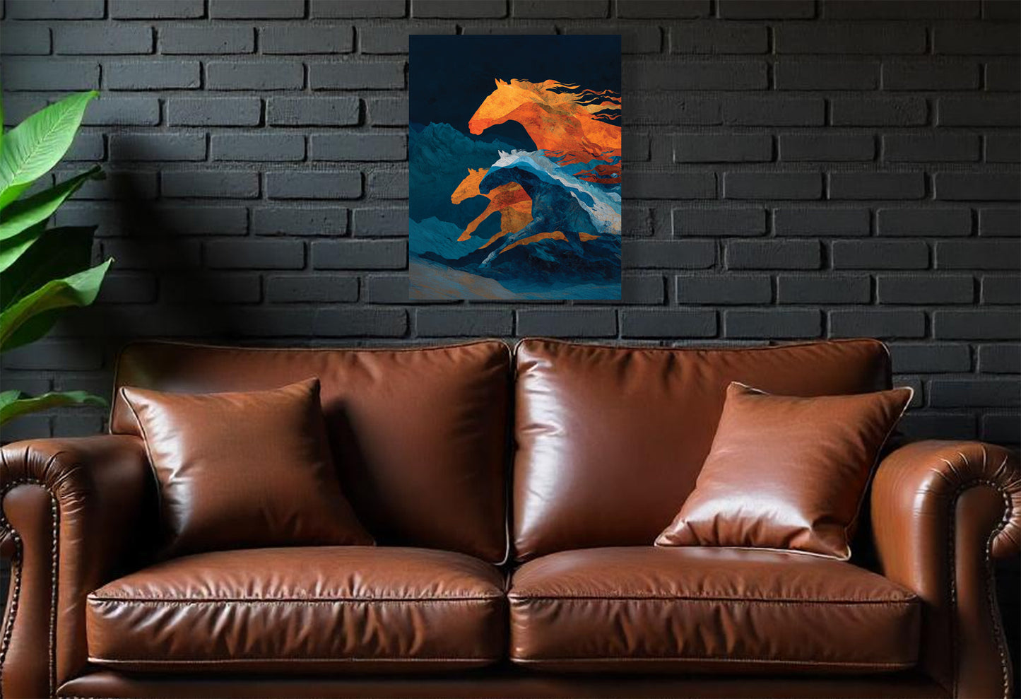 Denver Broncos inspired Canvas or Poster print. Orange and Blue abstract art. Broncos 2