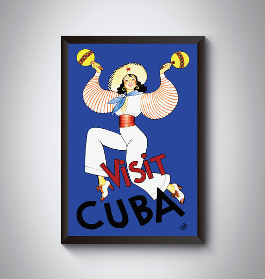 Vintage Visit Cuba Travel Poster from the 1920's and 1930's.