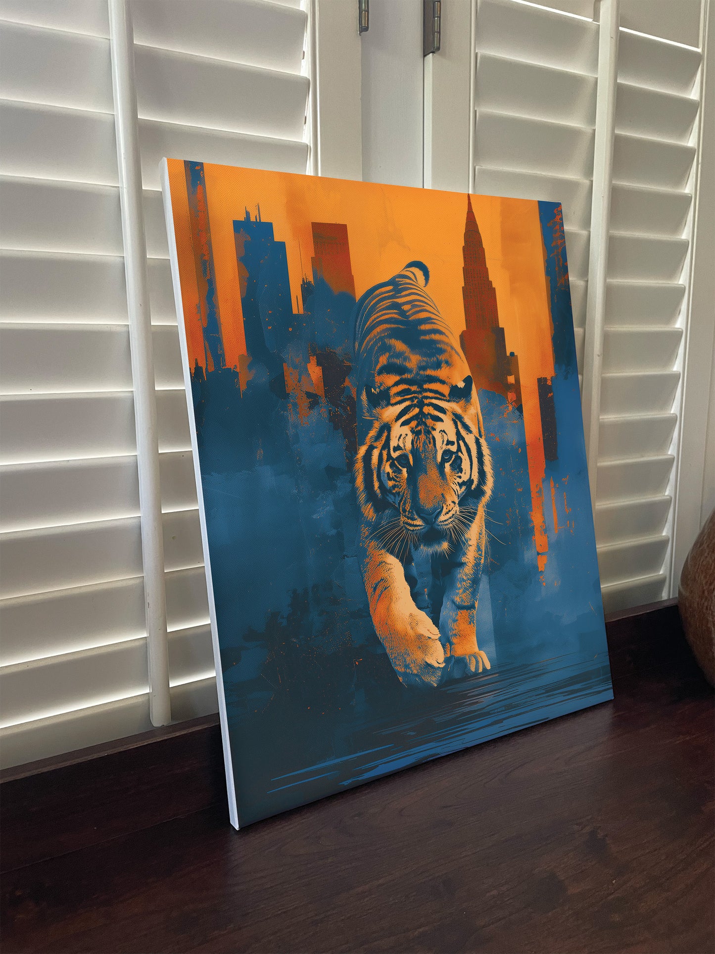 Detroit Tigers Inspired Canvas or Poster Wall Art. Blue and Orange. Tigers 1