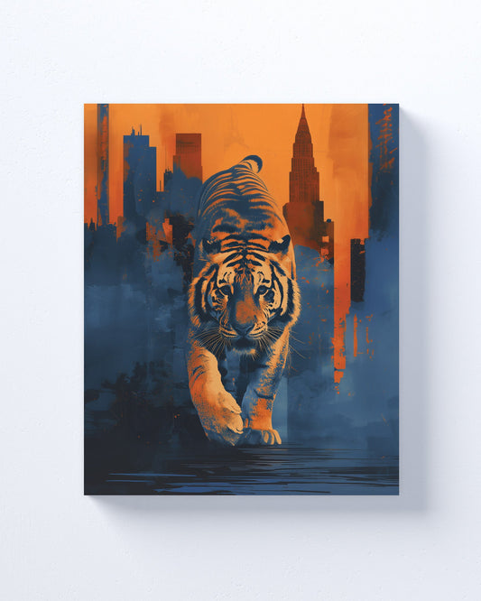 Detroit Tigers Inspired Canvas or Poster Wall Art. Blue and Orange. Tigers 1