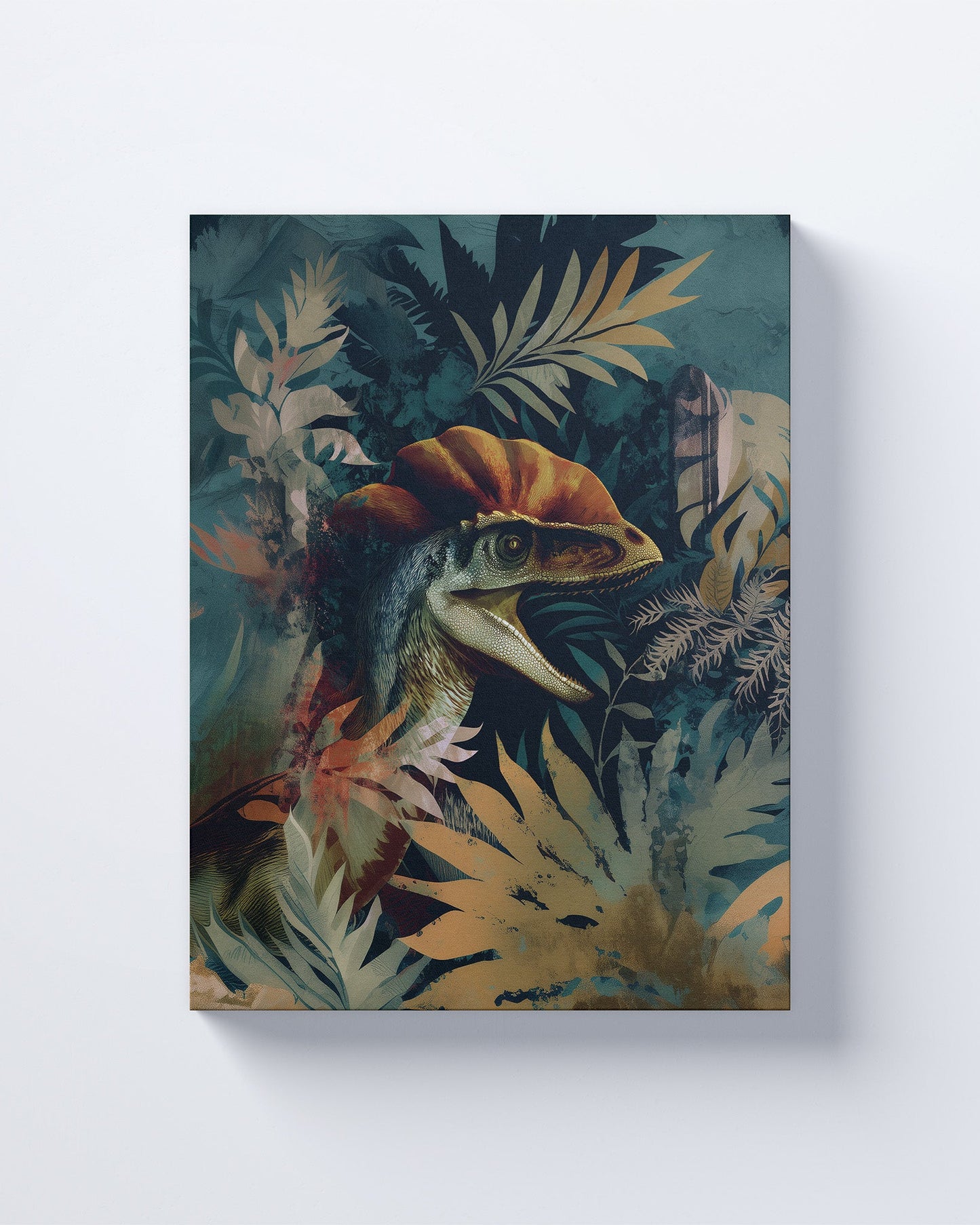 Jurassic Era Dinosaur Dilophosaurus Canvas Wall Art Print.