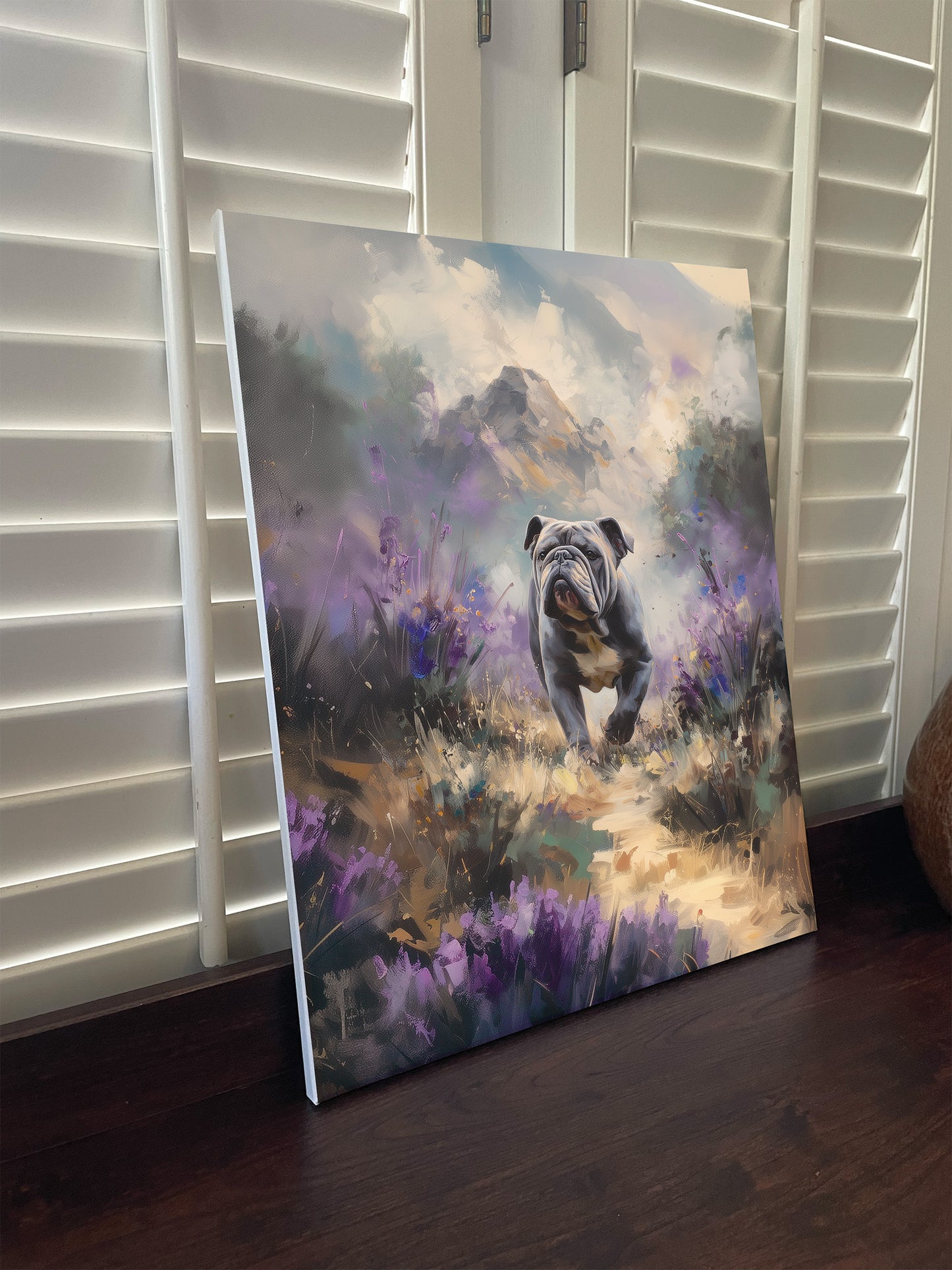 Dukedog Canvas or Poster Wall Art. Purple and Gold. Duke Dog 1