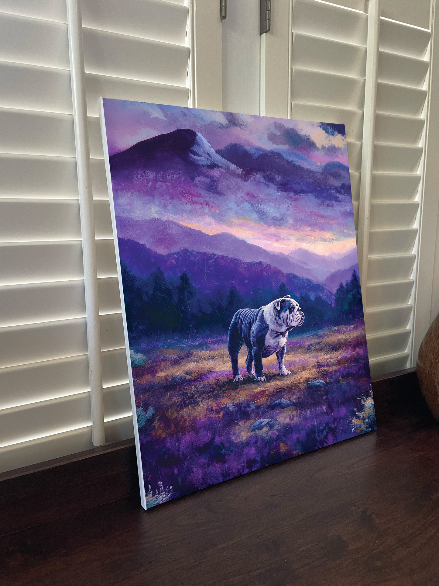 Dukedog Canvas or Poster Wall Art. Purple and Gold. Duke Dog 2