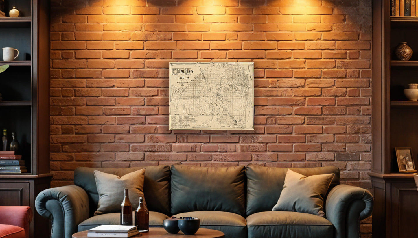 Map of Duval County, Florida in 1885 Canvas or Poster print.