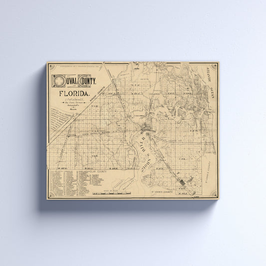 Map of Duval County, Florida in 1885 Canvas or Poster print.