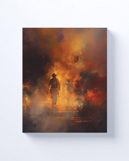 Firefighter Wall Art Print on canvas or poster. Firefighter 1