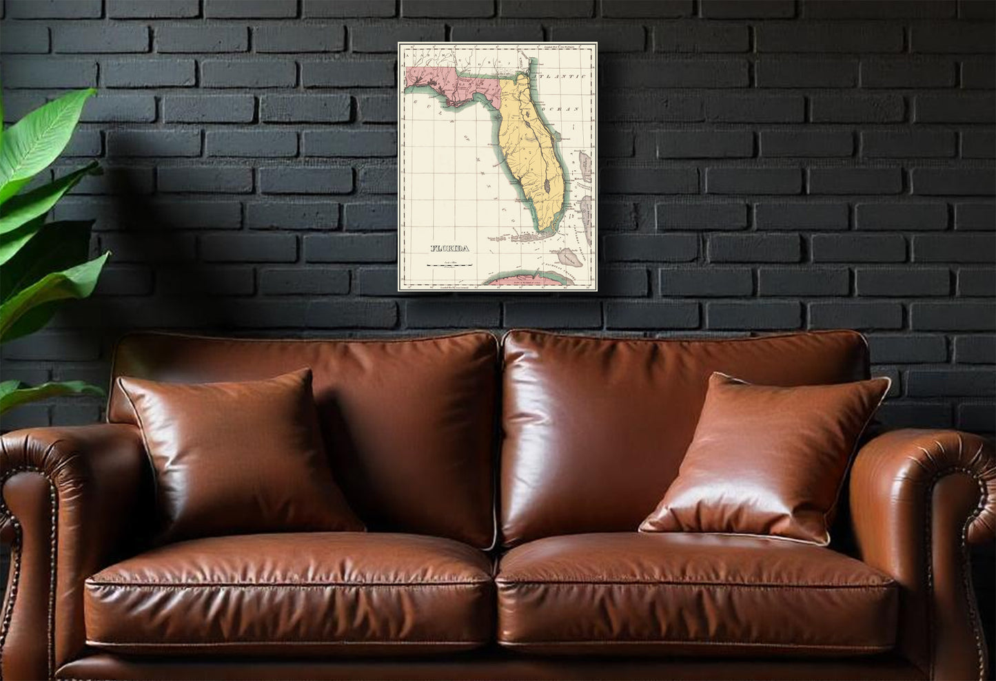 Historical Map of Florida in 1822 print on Canvas or Poster.