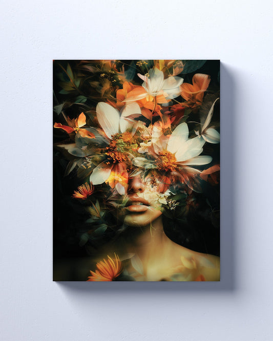 Flowered Lady, abstract Canvas or Poster wall art. Flowered Lady 1