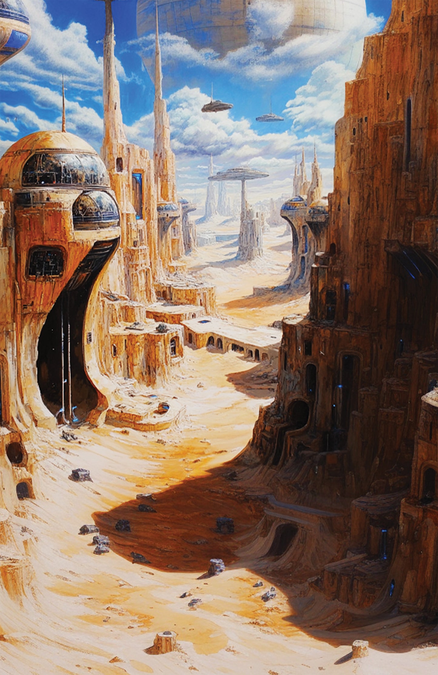 Etheral Future City Poster. Sci Fi wall art. Future Port 3