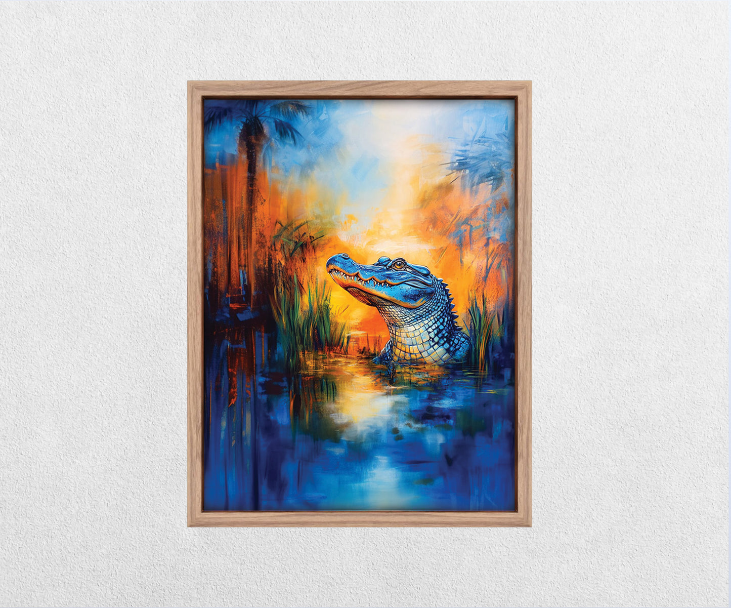 Boho style Orange and Blue Gator Wall Art