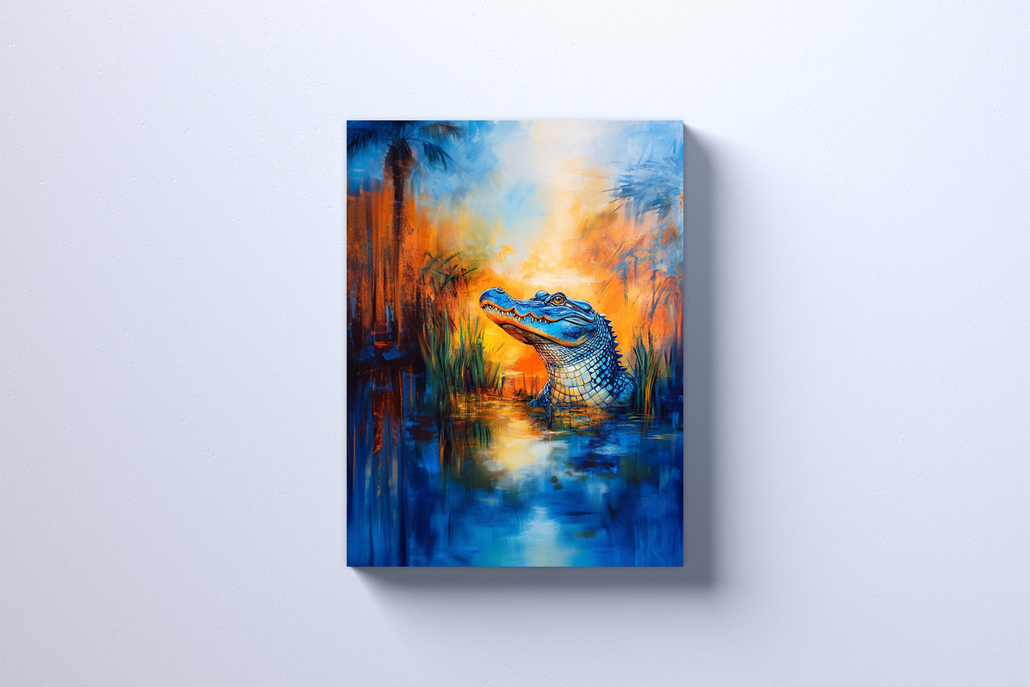 Boho style Orange and Blue Gator Wall Art