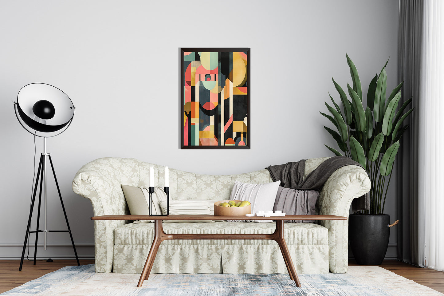 Frank Lloyd Wright inspired Mid Century Modern Geometric Shapes wall poster.