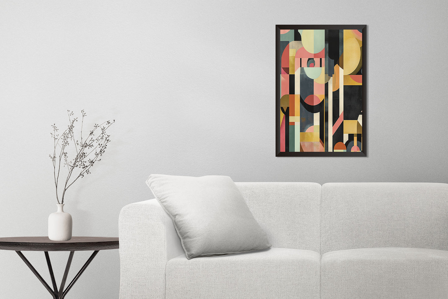 Frank Lloyd Wright inspired Mid Century Modern Geometric Shapes wall poster.