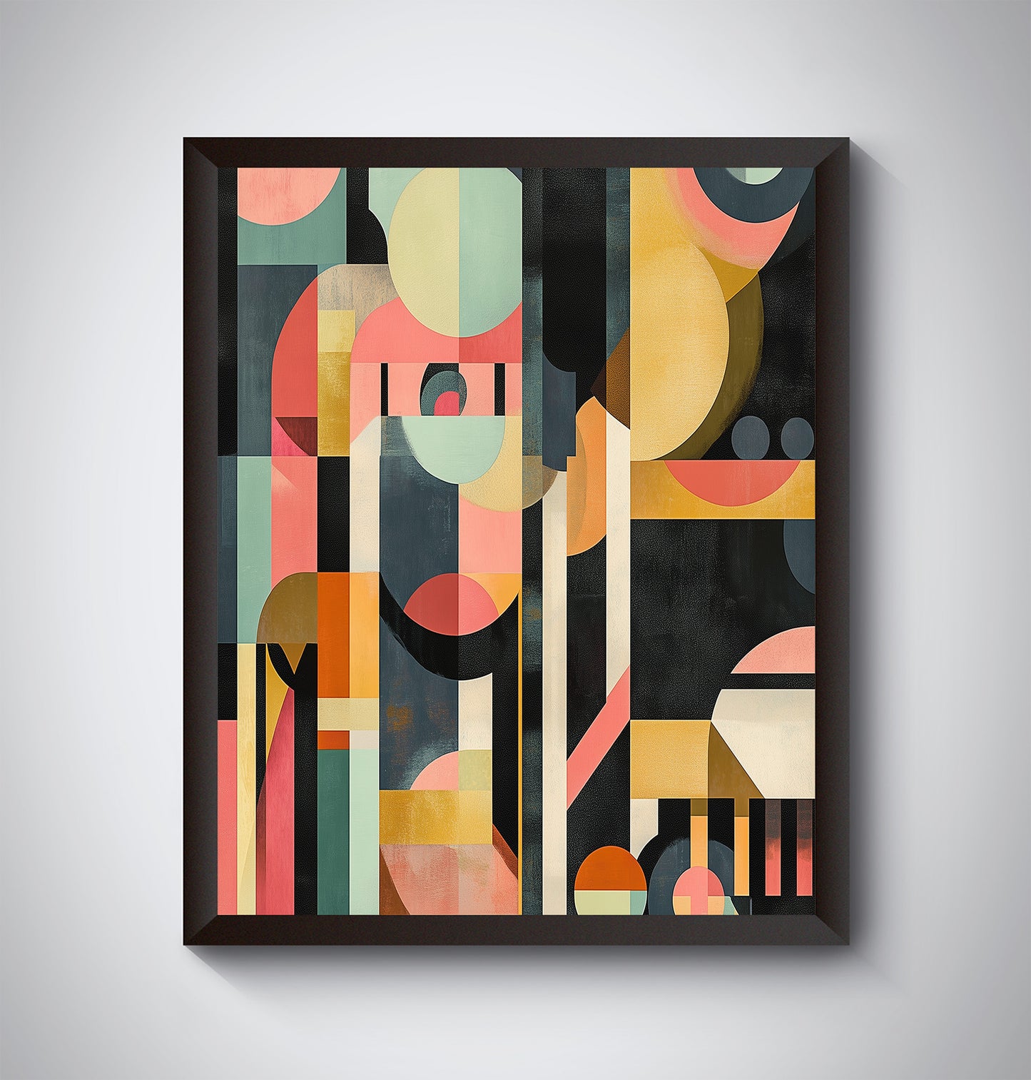 Frank Lloyd Wright inspired Mid Century Modern Geometric Shapes wall poster.