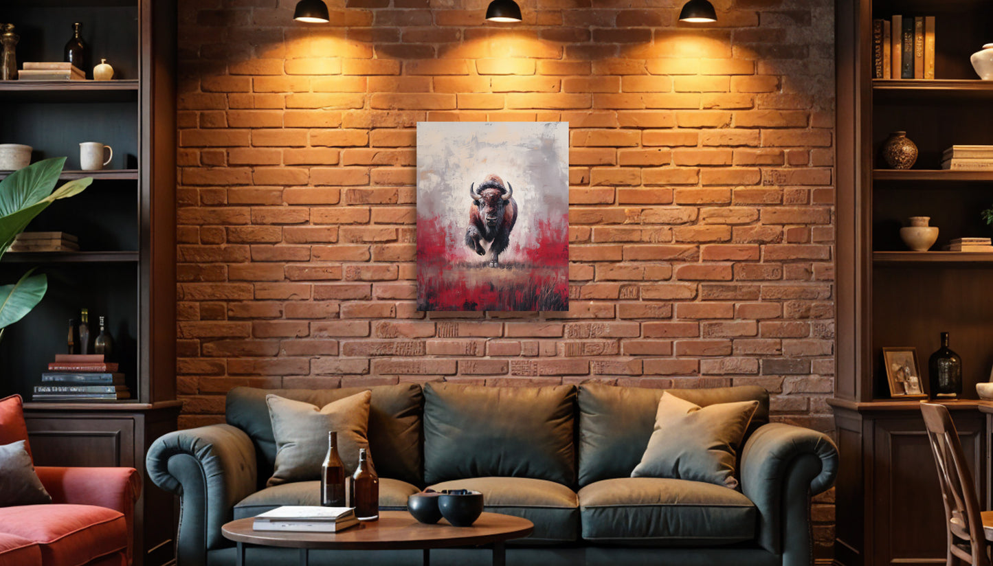 Hoosiers/Buffalo Inspired Canvas or Poster Wall Art. Crimson and Cream. Hoosiers 1